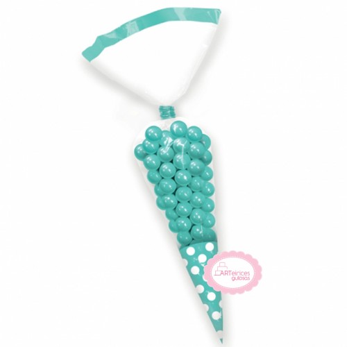 Sacos Cone Verde Água Bolinhas Sacos Cone Verde Água Bolinhas